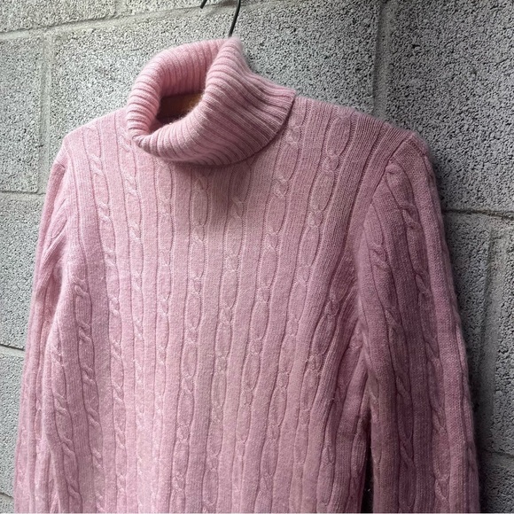 J. Crew Pink Wool Cabled Turtleneck - Picture 4 of 8